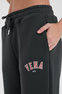 Kadın Logo Baskılı Regular Fit Pamuklu Eşofman Altı - Antrasit