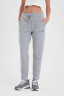 Kadın Logo Baskılı Regular Fit Pamuklu Eşofman Altı - Gri Melanj