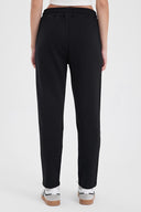 Kadın Logo Baskılı Regular Fit Pamuklu Eşofman Altı - Siyah