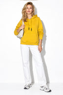 Kadın Maria Kapüşonlu Şardonlu Loose Fit Sweatshirt-Limon Küfü