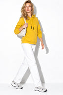 Kadın Maria Kapüşonlu Şardonlu Loose Fit Sweatshirt-Limon Küfü