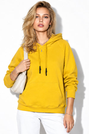 Kadın Maria Kapüşonlu Şardonlu Loose Fit Sweatshirt-Limon Küfü