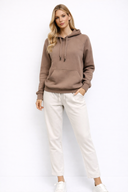 Kadın Maria Kapüşonlu Şardonlu Loose Fit Sweatshirt - Vizon