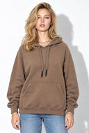 Kadın Maria Kapüşonlu Şardonlu Loose Fit Sweatshirt-Vizon