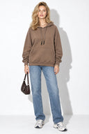 Kadın Maria Kapüşonlu Şardonlu Loose Fit Sweatshirt-Vizon