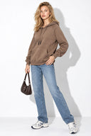 Kadın Maria Kapüşonlu Şardonlu Loose Fit Sweatshirt-Vizon