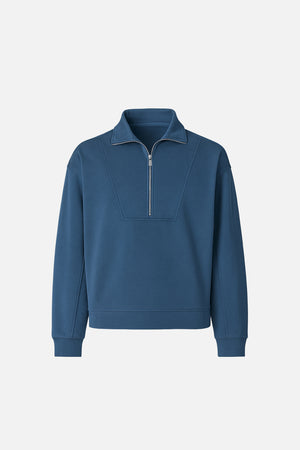 Kadın Marina Yarım Fermuarlı %100 Pamuk Sweatshirt - Navy