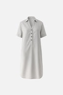 Kadın Marissa Önü Düğmeli Kısa Kollu Keten Elbise (TENCEL)™ - Gri