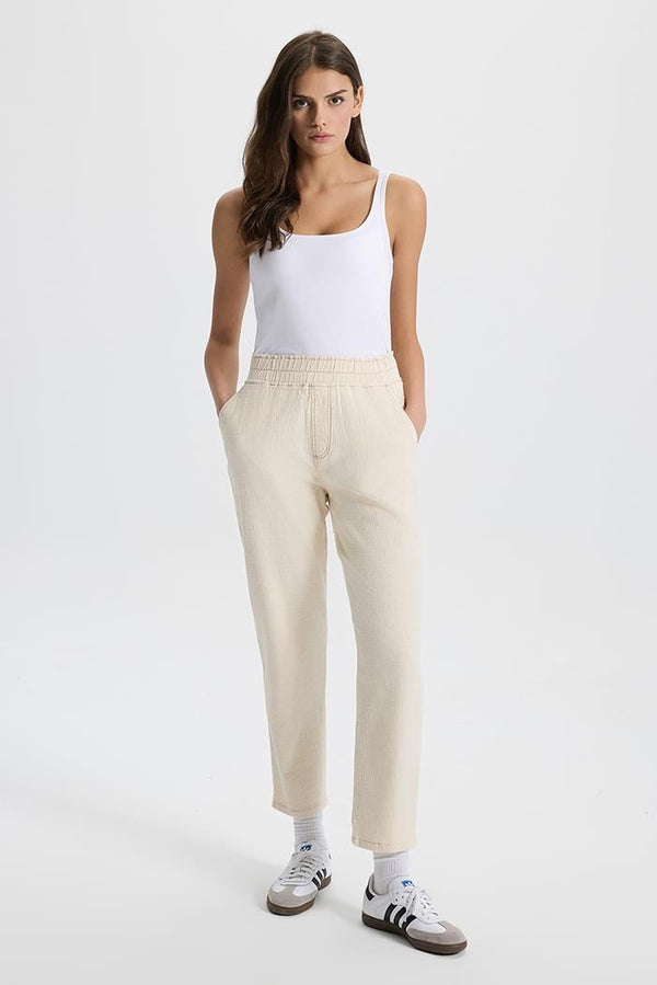 Marla Renkli Yüksek Bel Slouchy Jogger Pantolon - NATUREL