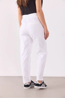 Marla Renkli Yüksek Bel Slouchy Jogger Pantolon-Beyaz