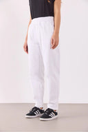 Marla Renkli Yüksek Bel Slouchy Jogger Pantolon-Beyaz