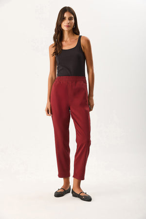 Kadın Marla Renkli Yüksek Bel Slouchy Jogger Pantolon - Bordo