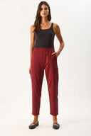 Kadın Marla Renkli Yüksek Bel Slouchy Jogger Pantolon - Bordo