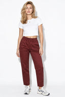 Kadın Marla Renkli Yüksek Bel Slouchy Jogger Pantolon-Bordo