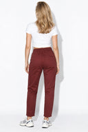 Kadın Marla Renkli Yüksek Bel Slouchy Jogger Pantolon-Bordo
