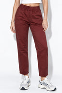 Kadın Marla Renkli Yüksek Bel Slouchy Jogger Pantolon-Bordo