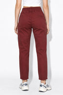 Kadın Marla Renkli Yüksek Bel Slouchy Jogger Pantolon-Bordo