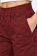 Kadın Marla Renkli Yüksek Bel Slouchy Jogger Pantolon-Bordo