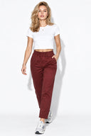 Kadın Marla Renkli Yüksek Bel Slouchy Jogger Pantolon-Bordo
