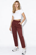 Kadın Marla Renkli Yüksek Bel Slouchy Jogger Pantolon-Bordo