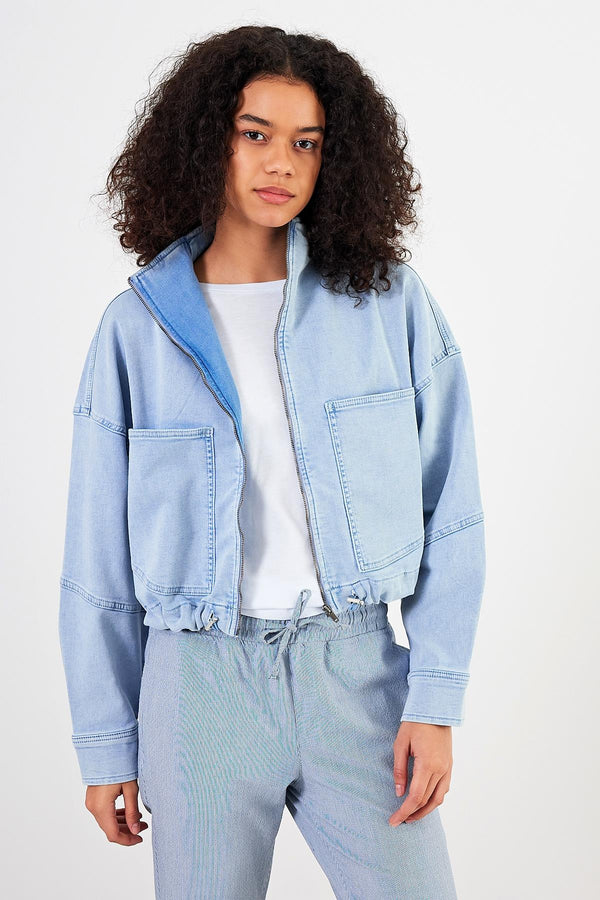 Kadın Marla Sky Blue Oversize Geniş Kesim Jean Ceket