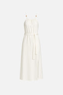 Kadın Marmaris Boncuk Askılı Saten Elbise %100 Viskon - Fildişi