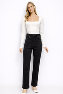 Kadın Marrakesh Black Yüksek Bel Straight Fit Jean Pantolon - Black