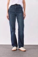Kadın Marrakesh Premium Blue Black Yüksek Bel Straight Fit Jean Pantolon - Blue Black