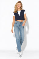 Kadın Marrakesh Ripped Tint Med Straight Jean Pantolon %100 Pamuk-Ripped Tint Med Blue