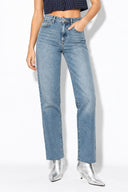 Kadın Marrakesh Ripped Tint Med Straight Jean Pantolon %100 Pamuk-Ripped Tint Med Blue
