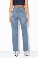 Kadın Marrakesh Ripped Tint Med Straight Jean Pantolon %100 Pamuk-Ripped Tint Med Blue