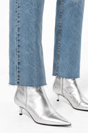 Kadın Marrakesh Ripped Tint Med Straight Jean Pantolon %100 Pamuk-Ripped Tint Med Blue