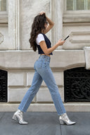 Kadın Marrakesh Ripped Tint Med Straight Jean Pantolon %100 Pamuk-Ripped Tint Med Blue