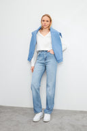 Kadın Marrakesh Vintage Med Blue Straight Fit Jean Pantolon