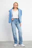 Kadın Marrakesh Vintage Med Blue Straight Fit Jean Pantolon
