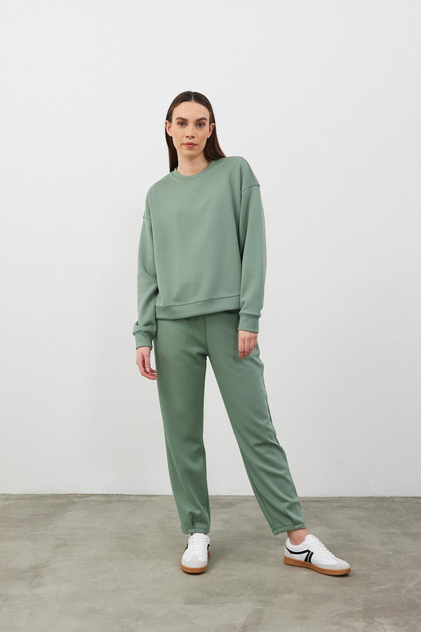 Mary Regular Fit Paçası Detaylı Yumuşak Dokulu Jogging Pantolon(CUPRO) - ADA ÇAYI
