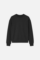 Kadın Mary Bisiklet Yaka Yumuşak Dokulu Basic Sweatshirt (CUPRO) - Siyah