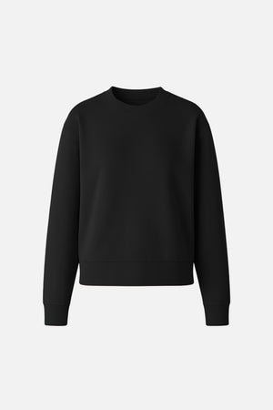 Kadın Mary Bisiklet Yaka Yumuşak Dokulu Basic Sweatshirt (CUPRO) - Siyah