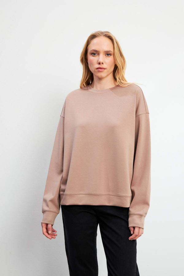 Kadın Mary Vizon Bisiklet Yaka Yumuşak Dokulu Basic Sweatshirt (CUPRO) - 200916-054