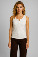 Kadın Matilda Düğme Detaylı Vücuda Oturan Atlet %100 Pamuk - Beyaz