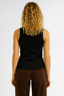 Kadın Matilda Düğme Detaylı Vücuda Oturan Atlet %100 Pamuk - Siyah