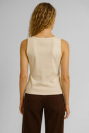 Kadın Matilda Düğme Detaylı Vücuda Oturan Atlet %100 Pamuk - Taş