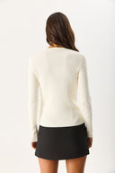 Kadın Matilda Önü Gold Düğme Detaylı Triko - Fildişi