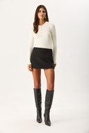 Kadın Matilda Önü Gold Düğme Detaylı Triko - Fildişi