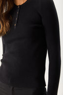 Kadın Matilda Önü Gold Düğme Detaylı Triko - Siyah