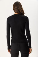 Kadın Matilda Önü Gold Düğme Detaylı Triko - Siyah