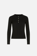 Kadın Matilda Önü Gold Düğme Detaylı Triko - Siyah