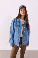 Kadın Maya Sky Blue Jean Ceket %100 Pamuk - Sky Blue