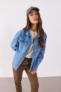 Kadın Maya Sky Blue Jean Ceket %100 Pamuk - Sky Blue