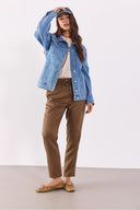 Kadın Maya Sky Blue Jean Ceket %100 Pamuk - Sky Blue